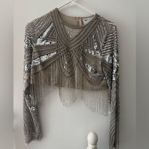 ASOS EDITION placement sequin and fringe top co-ord
